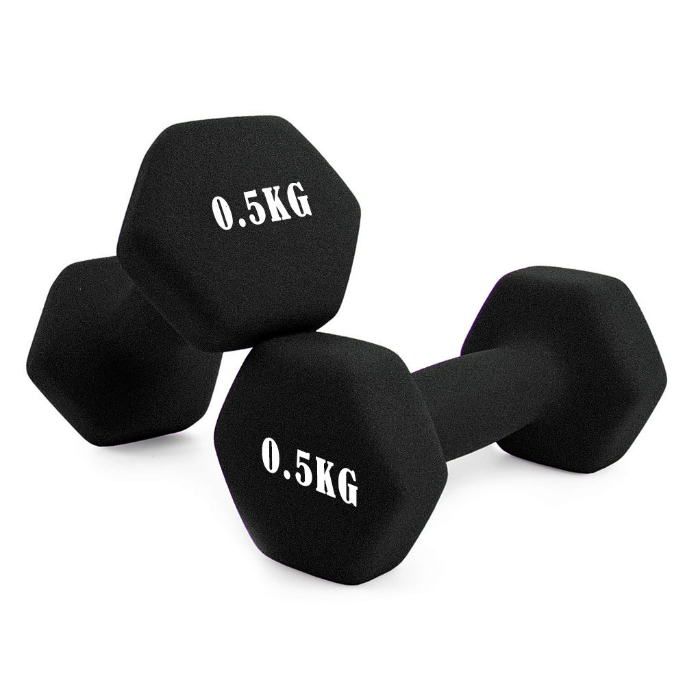 AYA MARKT Par de Pesas, Mancuernas Antideslizantes de Hierro con Neopreno 0.5-6 kg, Suaves al Tacto, Diseño Ergonómico y Anti-Rodadura,Pesas Negras para Hombres y Mujeres, Pesas para Fitness y Gimnasio en Casa