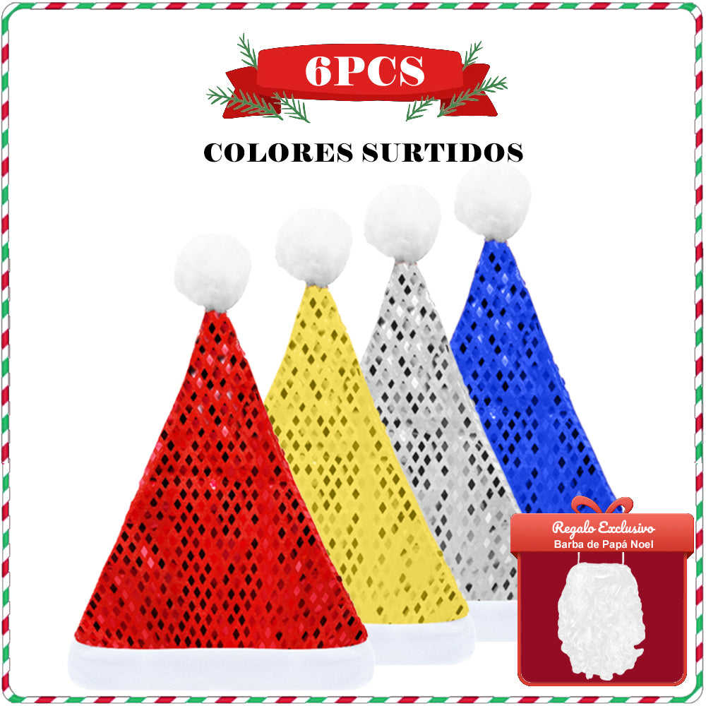 AYA MARKT Conjunto de Gorro de Navidad Papa Noel, Gorros Navideño y Sombreros de Santa Claus Tradicionales Rojos y Blanco.Gorros de Reno, Gorros de Árbol de Navidad con Cascabeles, Accesorios de Navidad para Niños y Adultos