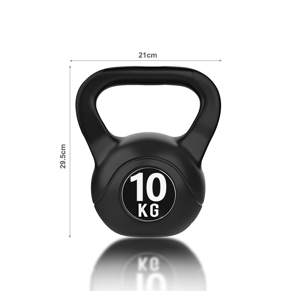 Pesa Rusa Redonda para Entrenamiento Fisicoculturismo en Casa Gimnasio Deporte Interior Exterior, Mango Estructurado, 4-14 Kg, Negro