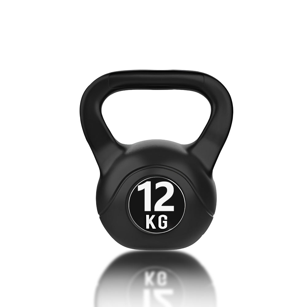 Pesa Rusa Redonda para Entrenamiento Fisicoculturismo en Casa Gimnasio Deporte Interior Exterior, Mango Estructurado, 4-14 Kg, Negro