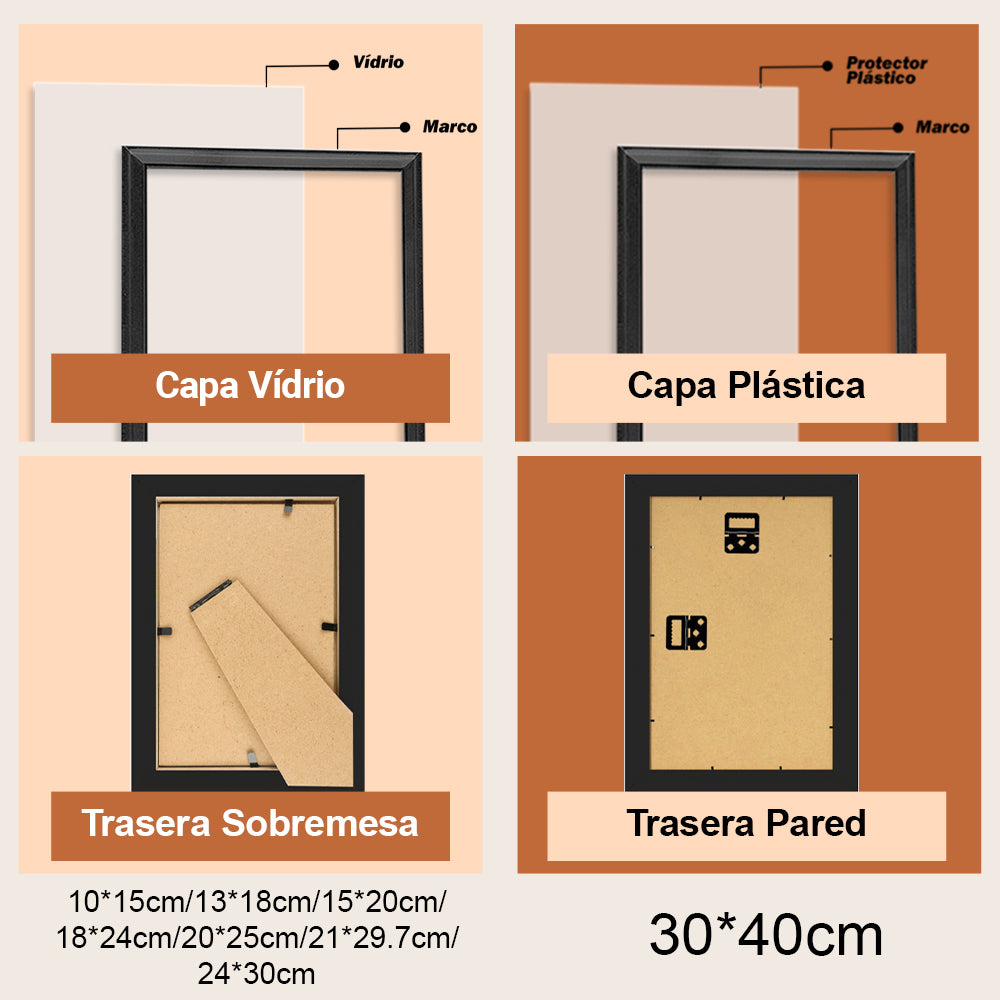 AYA MARKT PACK de Marcos de Fotos Negro, Marco de Madera Clasico, 2cm de Grosor, Cuadro de Mesa,Cuadro de Pared,Marcos de Mesa ideal para Fotos,Poster y Diplomas