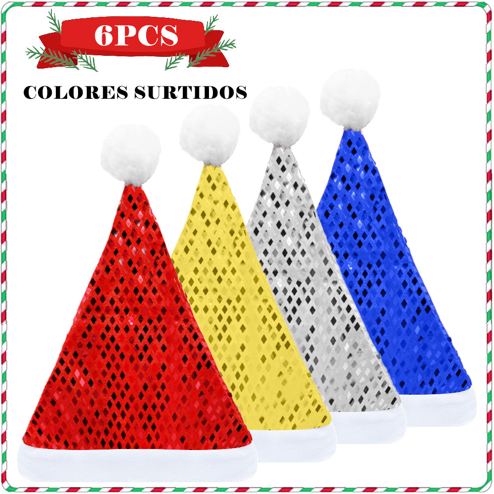 AYA MARKT Conjunto de Gorro de Navidad Papa Noel, Gorros Navideño y Sombreros de Santa Claus Tradicionales Rojos y Blanco.Gorros de Reno, Gorros de Árbol de Navidad con Cascabeles, Accesorios de Navidad para Niños y Adultos