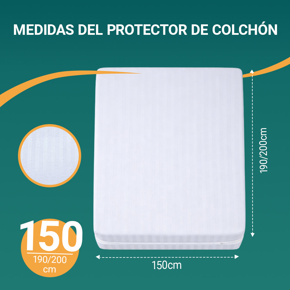 AYA MARKT Funda de Colchón de Raya,Protector de Colchón Transpirable, Funda de Cremallera Completa, Protector de Colchón Completo,Incluye Bolsa de Almacenaje
