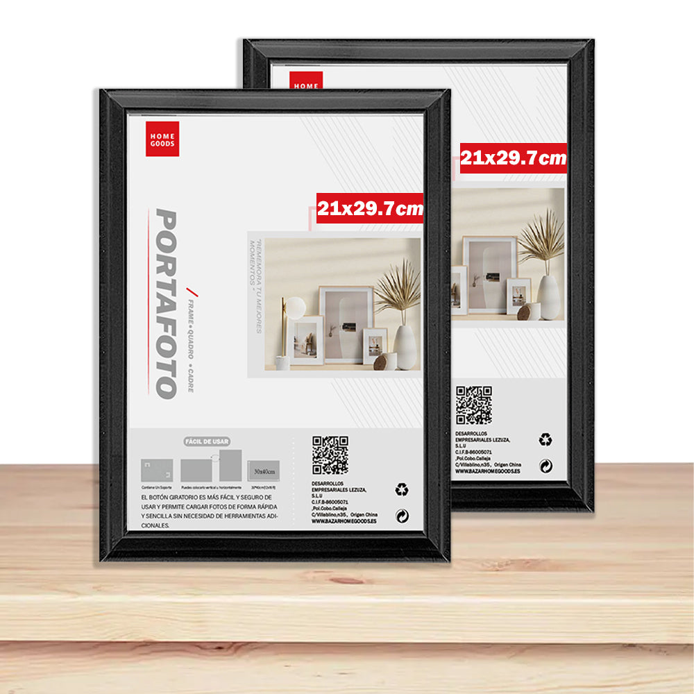 AYA MARKT PACK de Marcos de Fotos Negro, Marco de Madera Clasico, 2cm de Grosor, Cuadro de Mesa,Cuadro de Pared,Marcos de Mesa ideal para Fotos,Poster y Diplomas