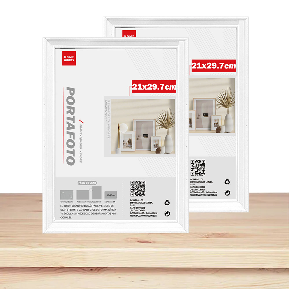 AYA MARKT PACK de Marcos de Fotos Blanco, Marco de Madera Clasico, 2cm de Grosor, Cuadro de Mesa,Cuadro de Pared,Marcos de Mesa ideal para Fotos,Poster y Diplomas