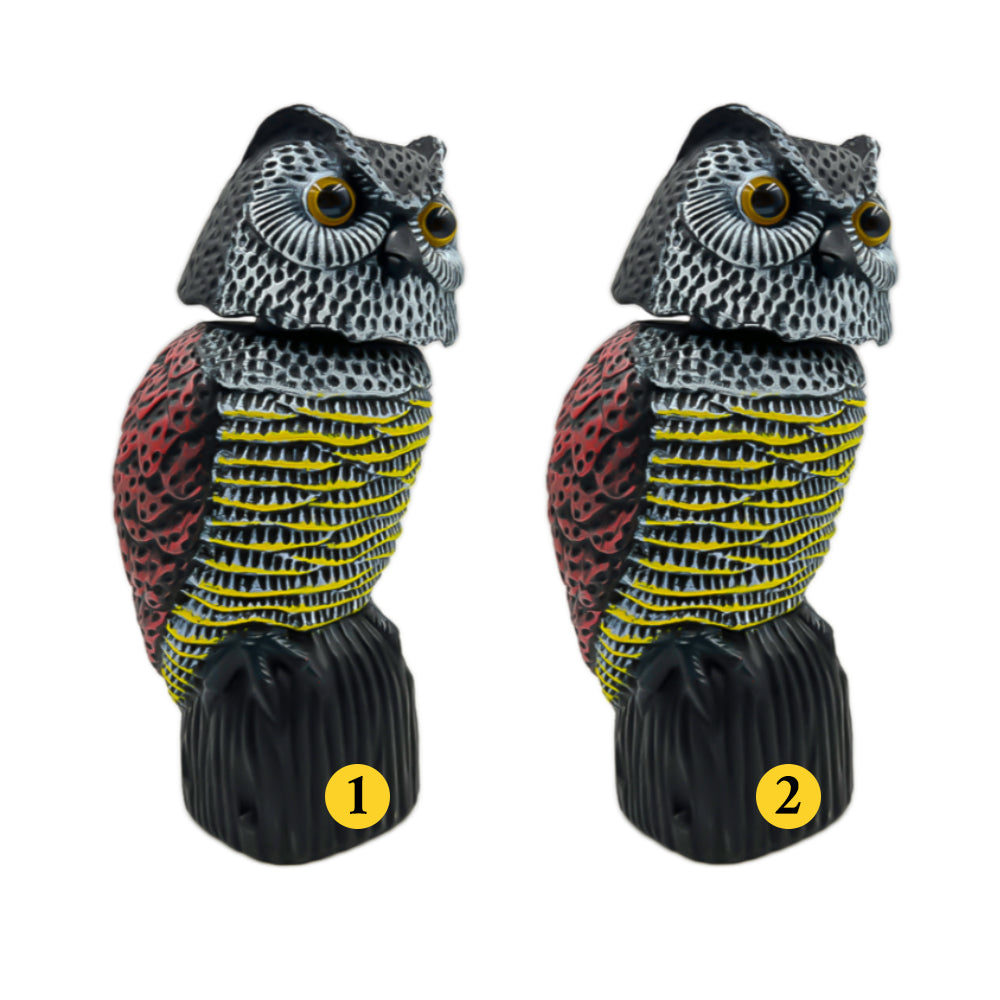 AYA MARKT Búho Espantapájaros, Búho Ahuyentador Eólico, Búho Espanta Palomas Realista, Gira la Cabeza 360º,No Necesita Pilas,para Jardín,Campo,Balcón