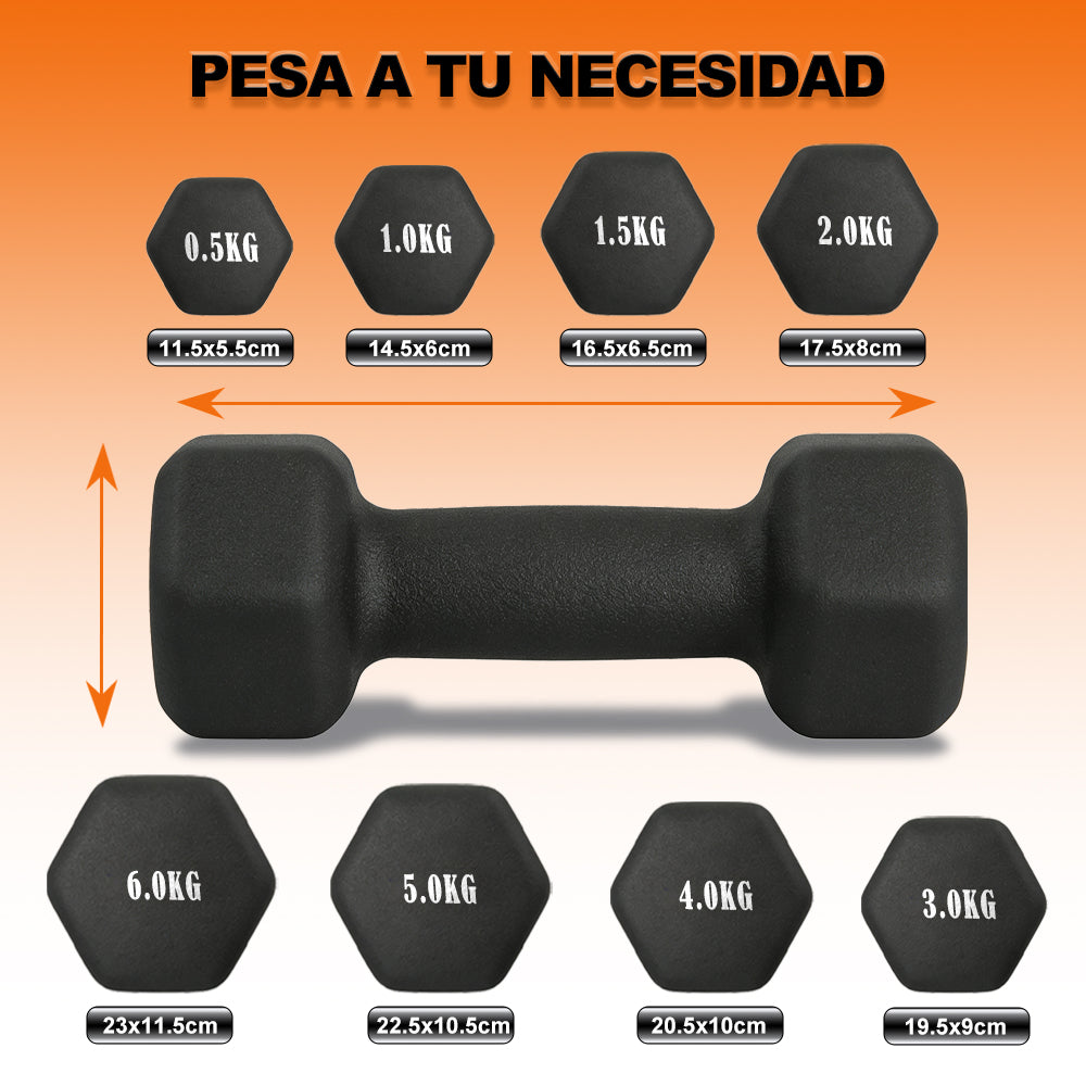 AYA MARKT Par de Pesas, Mancuernas Antideslizantes de Hierro con Neopreno 0.5-6 kg, Suaves al Tacto, Diseño Ergonómico y Anti-Rodadura,Pesas Negras para Hombres y Mujeres, Pesas para Fitness y Gimnasio en Casa