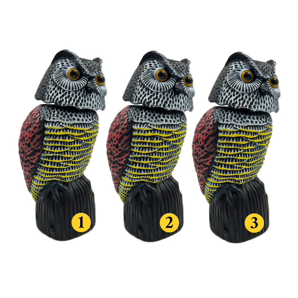 AYA MARKT Búho Espantapájaros, Búho Ahuyentador Eólico, Búho Espanta Palomas Realista, Gira la Cabeza 360º,No Necesita Pilas,para Jardín,Campo,Balcón