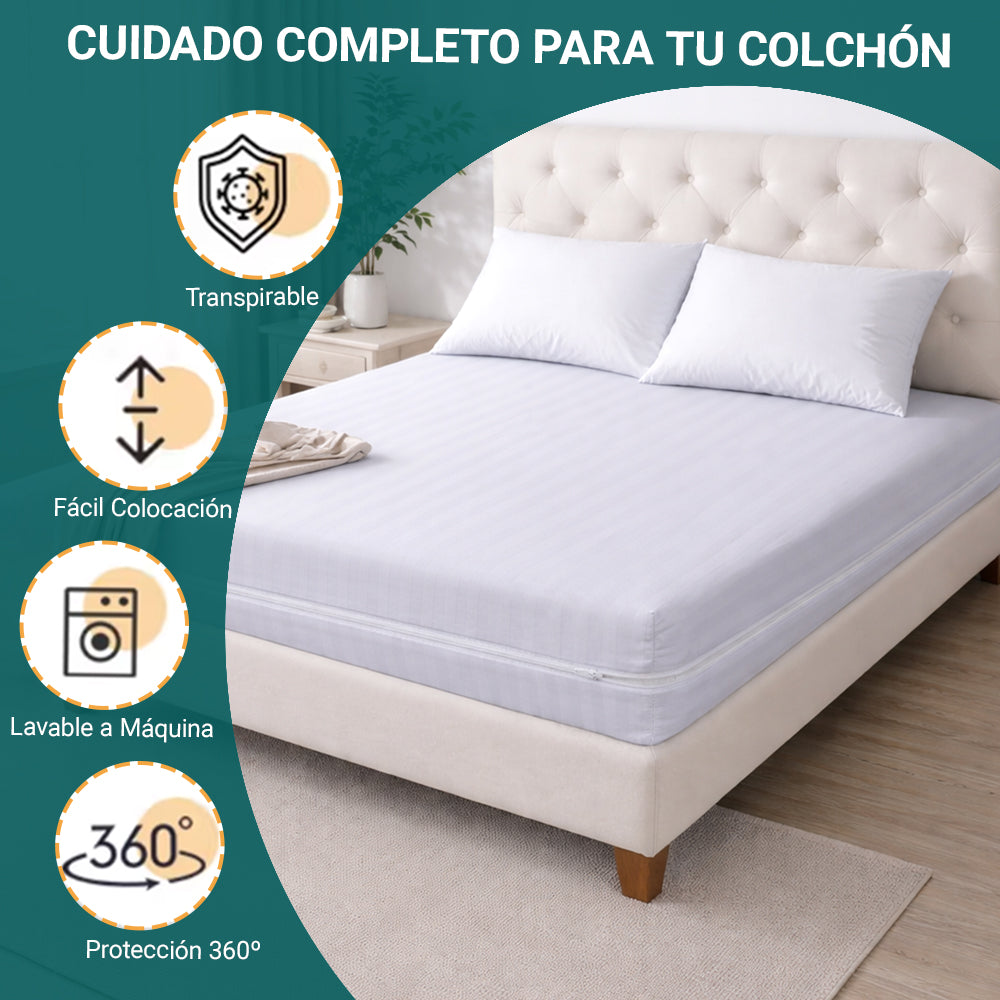 AYA MARKT Funda de Colchón de Raya,Protector de Colchón Transpirable, Funda de Cremallera Completa, Protector de Colchón Completo,Incluye Bolsa de Almacenaje