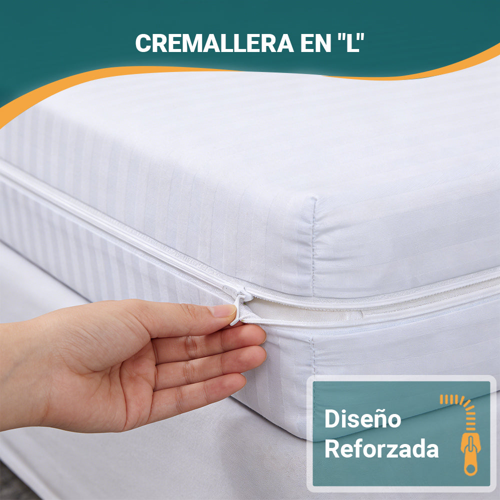AYA MARKT Funda de Colchón de Raya,Protector de Colchón Transpirable, Funda de Cremallera Completa, Protector de Colchón Completo,Incluye Bolsa de Almacenaje