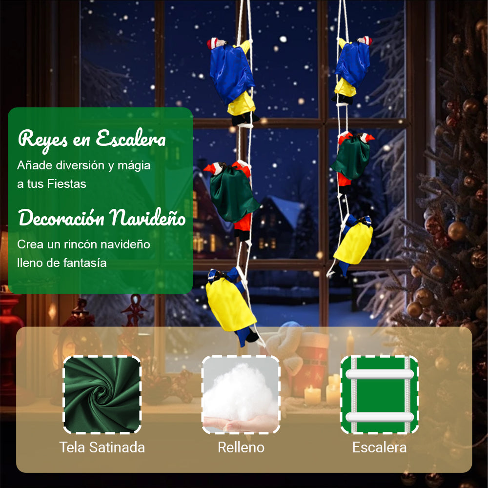 AYA MARKT Reyes Escalando Escalera de Escalada para Papá Noel Santa Claus Escalera de Escalada Muñeca Escalera de Reyes Magos Christmas Climbing Santa Decoración de Adornos de Interior/Exterior