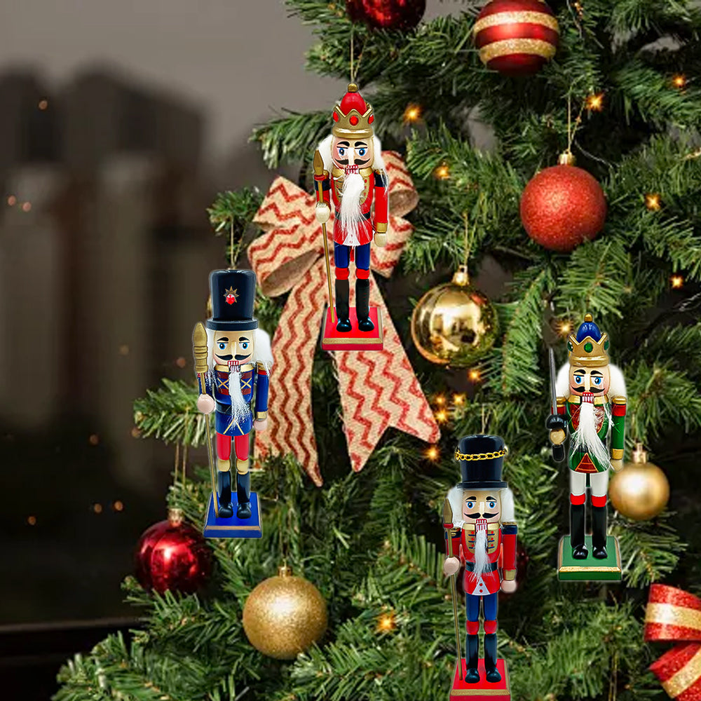 AYA MARKT 4 Piezas Navidad De madera Cascanueces,12.5 cm Soldado Cascanueces Marioneta,Figuras de madera del Rey Cascanueces Adornos para la Decoración Tradicional del Árbol de Navidad, Decoración para fiestas