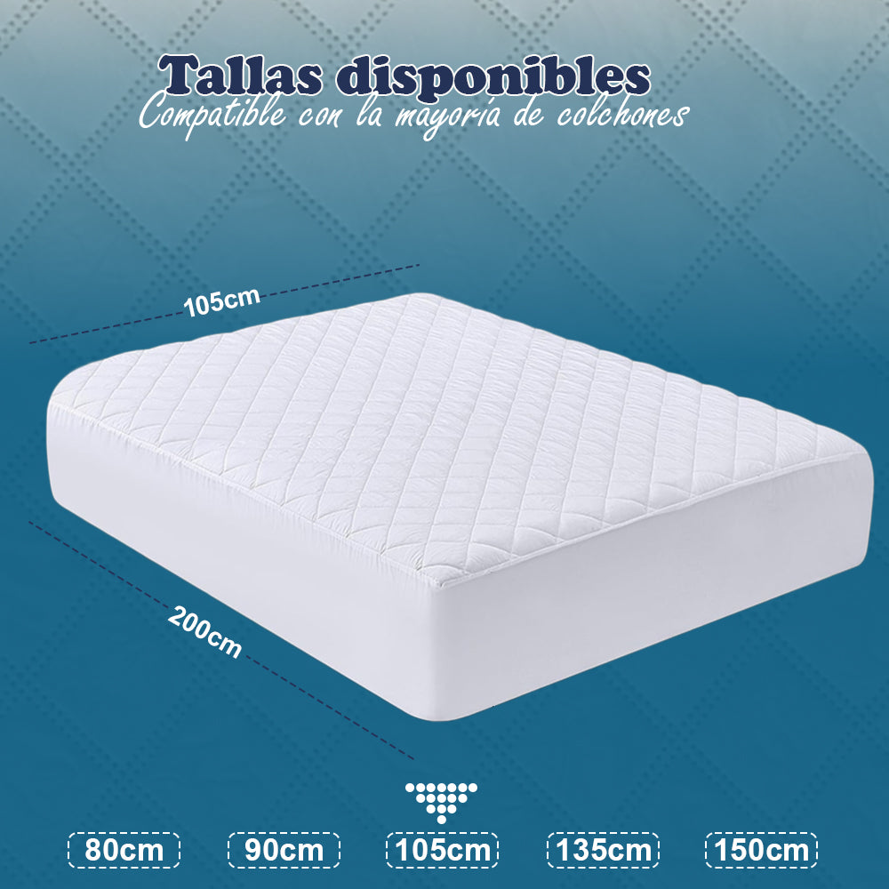 AYA MARKT Protector de colchón Acolchado Impermeable, Protector de Colchón Transpirable, Funda de Colchón Blanco, Elástico en todo el Contorno, Microfibra, Incluye Bolsa de Almacenaje