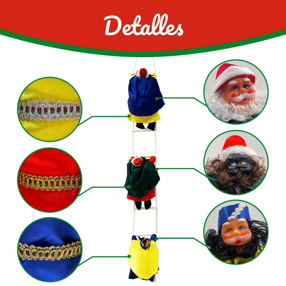 AYA MARKT Reyes Escalando Escalera de Escalada para Papá Noel Santa Claus Escalera de Escalada Muñeca Escalera de Reyes Magos Christmas Climbing Santa Decoración de Adornos de Interior/Exterior