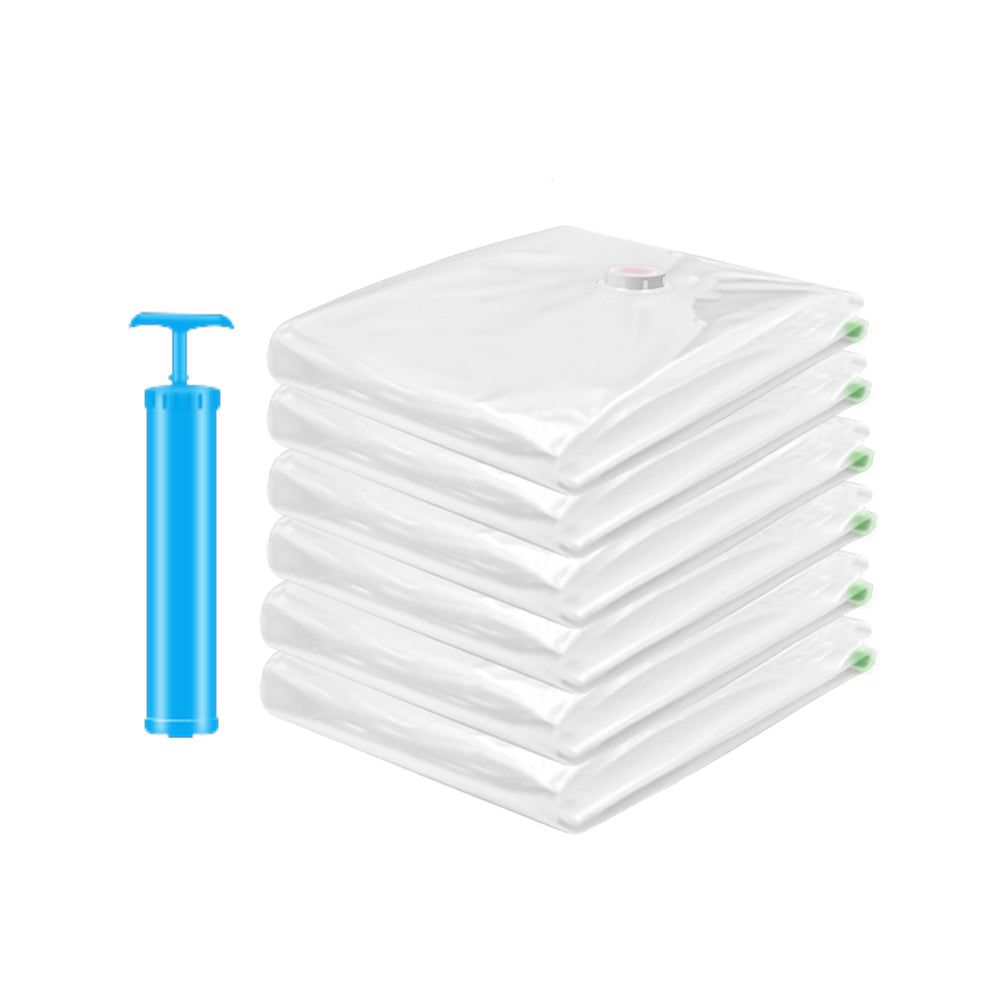 AYA MARKT PACK de 6 Bolsas de Vacío para Almacenamiento, incluyen Boca para Aspirador, con Doble Cremallera, Bolsas Vacío Ropa Aspiradora Ahorro de Espacio Para Guardar Ropa, Edredones, Almohadas, MantasTransparente.Con regalo exclusivo -Bomba Manual