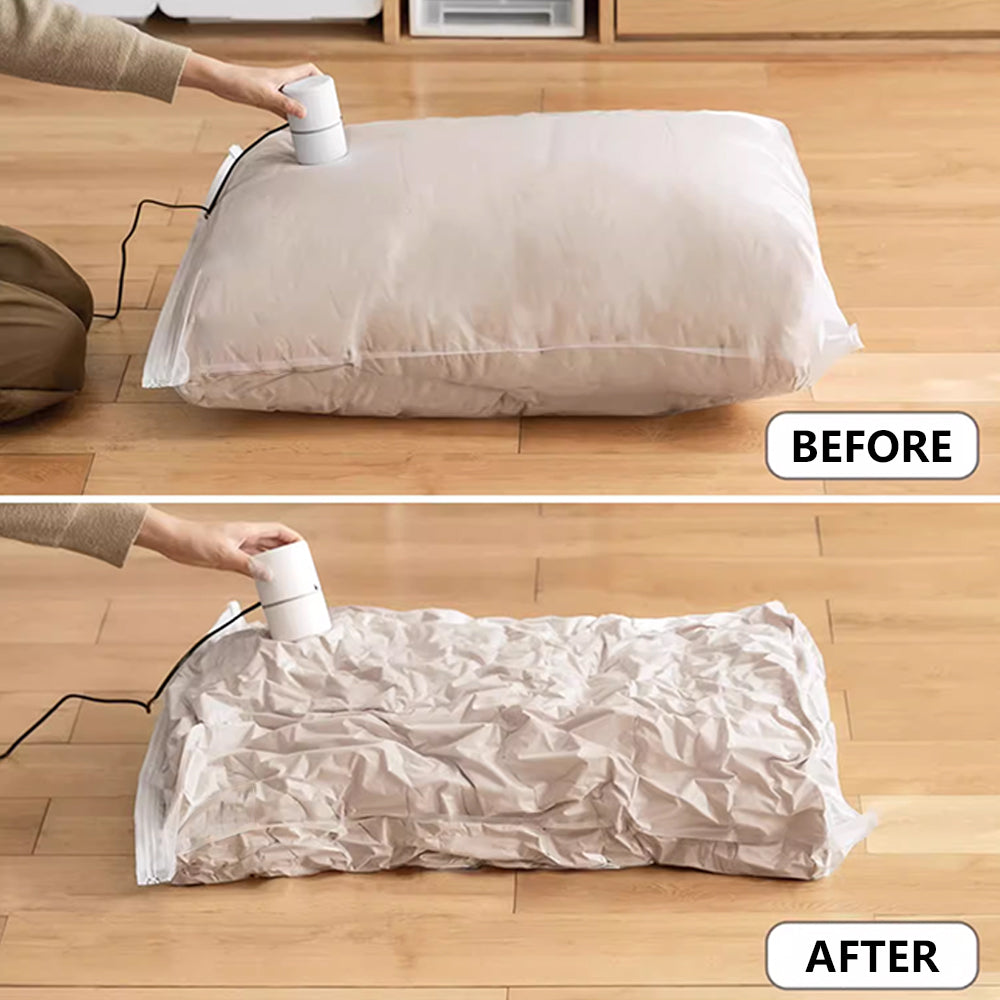 AYA MARKT PACK de 6 Bolsas de Vacío para Almacenamiento, incluyen Boca para Aspirador, con Doble Cremallera, Bolsas Vacío Ropa Aspiradora Ahorro de Espacio Para Guardar Ropa, Edredones, Almohadas, MantasTransparente.Con regalo exclusivo -Bomba Manual