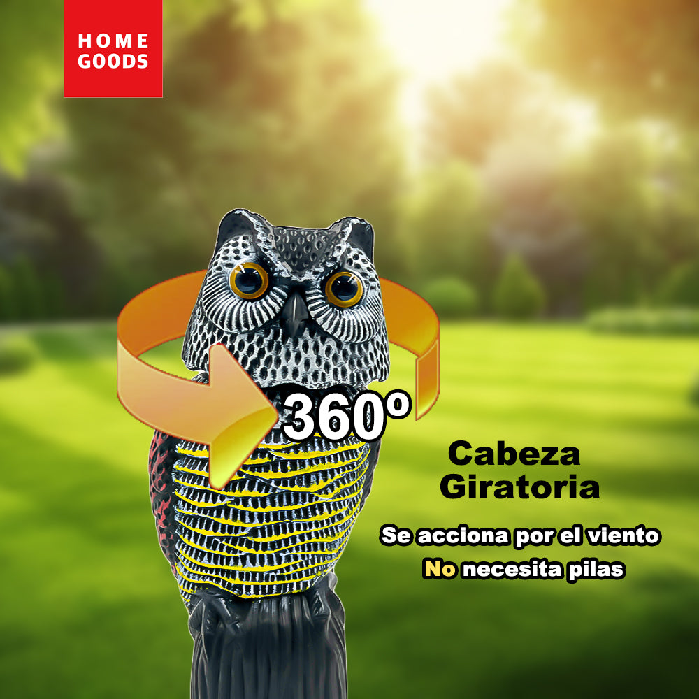 AYA MARKT Búho Espantapájaros, Búho Ahuyentador Eólico, Búho Espanta Palomas Realista, Gira la Cabeza 360º,No Necesita Pilas,para Jardín,Campo,Balcón