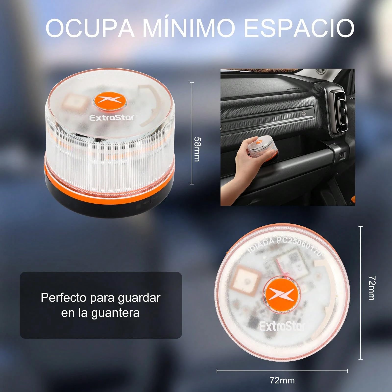 Luz de Emergencia V16 con Geolocalización y Luz Potente, Exigible a partir de 2026, Conectada con DGT 3.0, Señal V-16 para Coches, plan de datos incluido