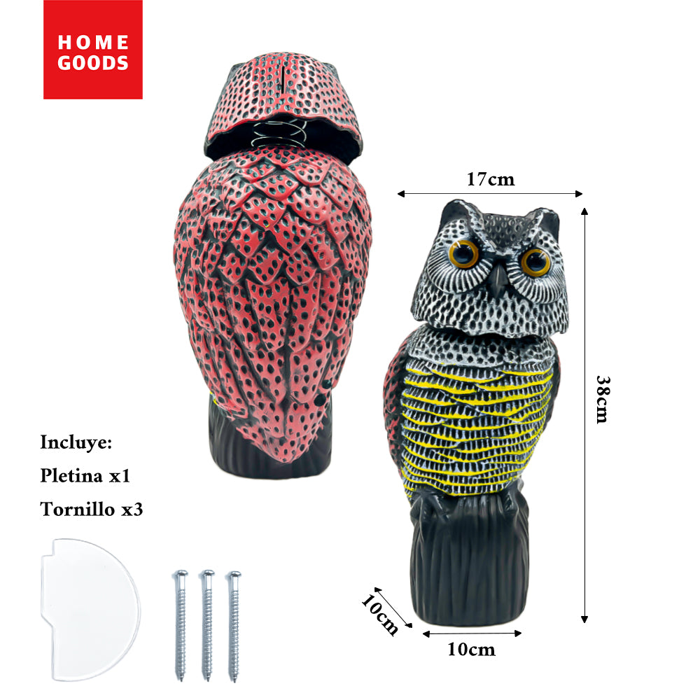 AYA MARKT Búho Espantapájaros, Búho Ahuyentador Eólico, Búho Espanta Palomas Realista, Gira la Cabeza 360º,No Necesita Pilas,para Jardín,Campo,Balcón