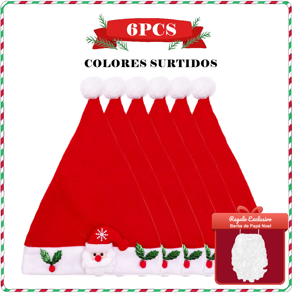 AYA MARKT Conjunto de Gorro de Navidad Papa Noel, Gorros Navideño y Sombreros de Santa Claus Tradicionales Rojos y Blanco.Gorros de Reno, Gorros de Árbol de Navidad con Cascabeles, Accesorios de Navidad para Niños y Adultos