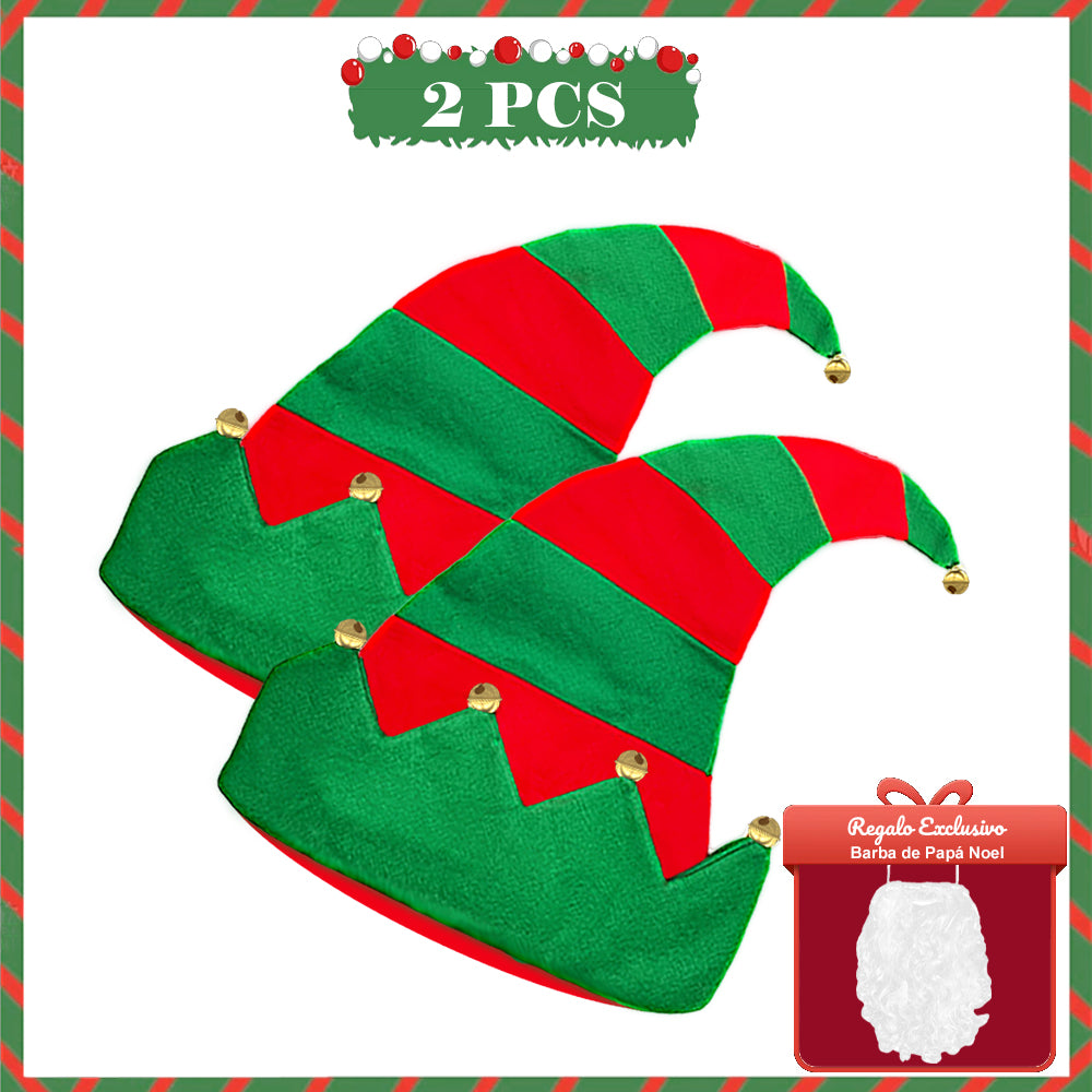 AYA MARKT Conjunto de Gorro de Navidad Papa Noel, Gorros Navideño y Sombreros de Santa Claus Tradicionales Rojos y Blanco.Gorros de Reno, Gorros de Árbol de Navidad con Cascabeles, Accesorios de Navidad para Niños y Adultos
