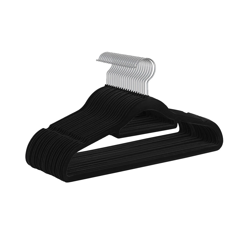 AYA MARKT Perchas de Terciopelo Antideslizantes y Ultrafinas | Perchas Negras Duraderas con Gancho Giratorio 360° | Perchas para Abrigos, Camisas y Pantalones