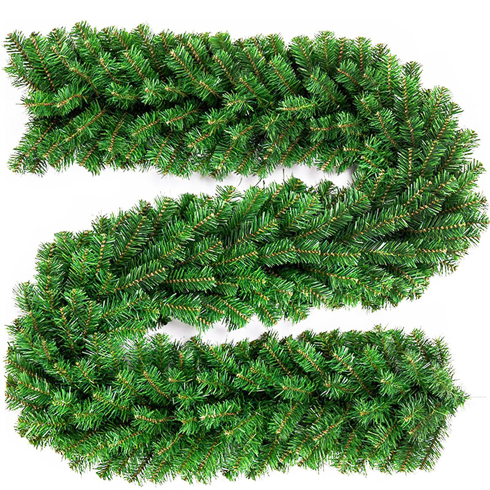 Guirnalda de Navidad Artificial, 2.7m PVC Guirnalda de Abeto Guirnalda de Pino Frondoso, Navidad Decoradas al Aire Libre de Interior para la Fiesta de Navidad Chimenea Escalera