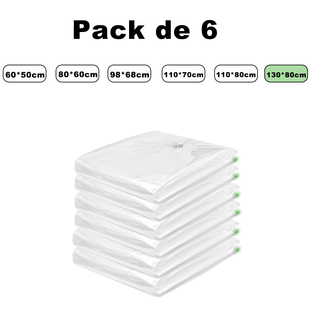 AYA MARKT PACK  de 6 Bolsas de Vacío para Almacenamiento, incluyen Boca para Aspirador, con Doble Cremallera, Bolsas Vacío Ropa Aspiradora Ahorro de Espacio Para Guardar Ropa, Edredones, Almohadas, MantasTransparente.Con regalo exclusivo -Bomba Manual