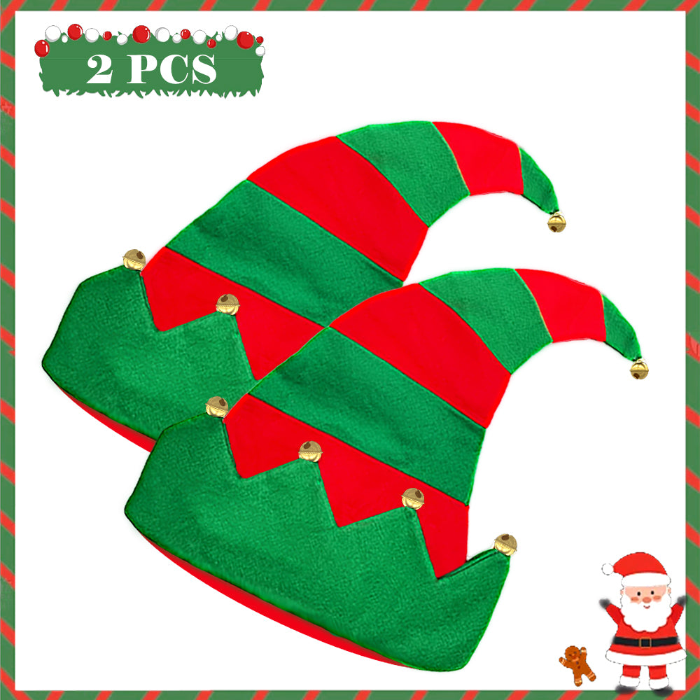 AYA MARKT Conjunto de Gorro de Navidad Papa Noel, Gorros Navideño y Sombreros de Santa Claus Tradicionales Rojos y Blanco.Gorros de Reno, Gorros de Árbol de Navidad con Cascabeles, Accesorios de Navidad para Niños y Adultos