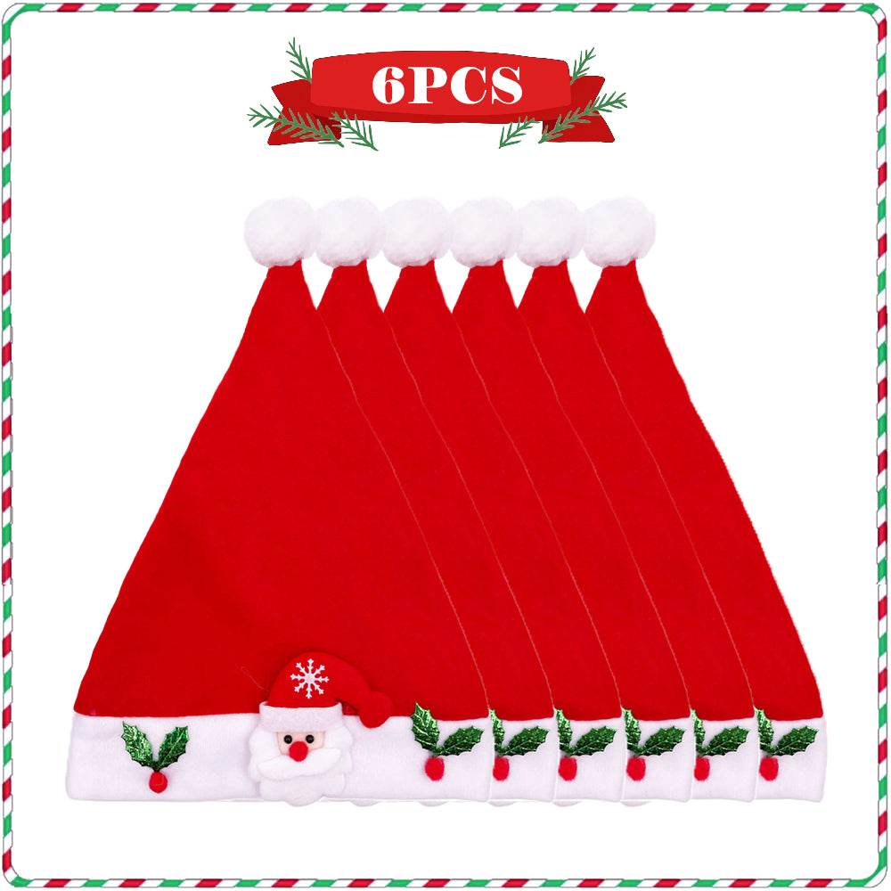 AYA MARKT Conjunto de Gorro de Navidad Papa Noel, Gorros Navideño y Sombreros de Santa Claus Tradicionales Rojos y Blanco.Gorros de Reno, Gorros de Árbol de Navidad con Cascabeles, Accesorios de Navidad para Niños y Adultos