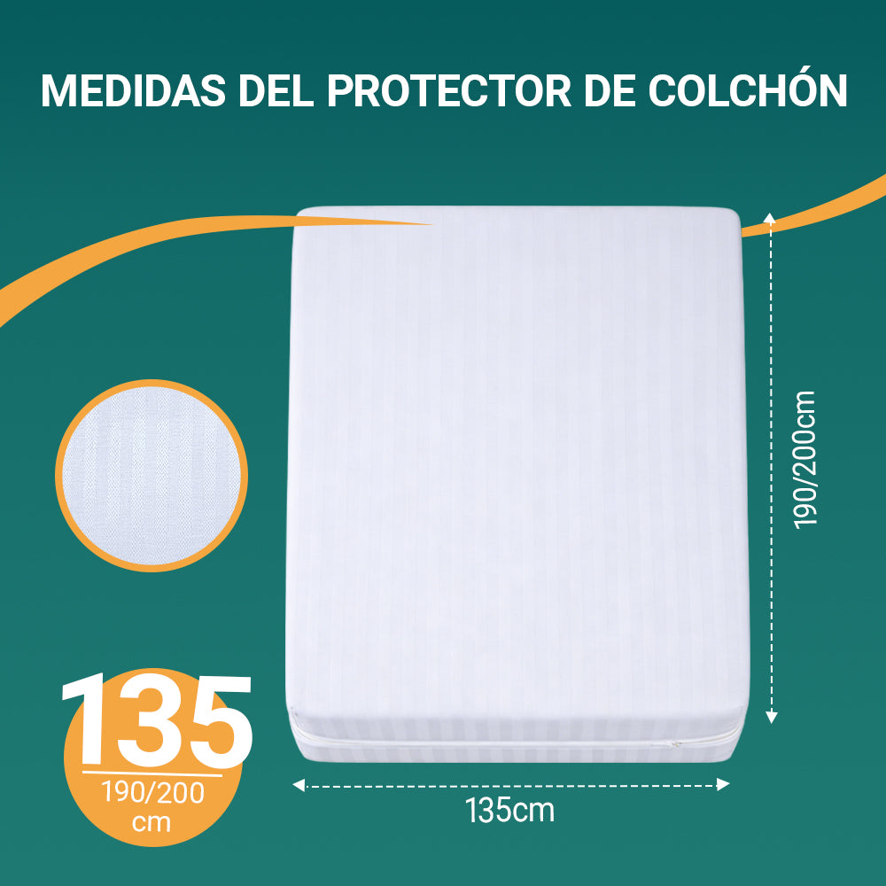 AYA MARKT Funda de Colchón de Raya,Protector de Colchón Transpirable, Funda de Cremallera Completa, Protector de Colchón Completo,Incluye Bolsa de Almacenaje