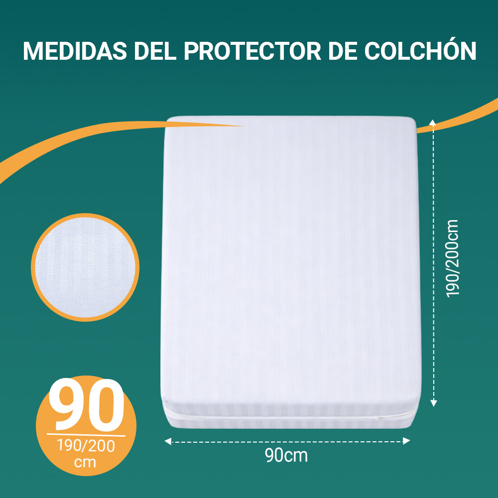 AYA MARKT Funda de Colchón de Raya,Protector de Colchón Transpirable, Funda de Cremallera Completa, Protector de Colchón Completo,Incluye Bolsa de Almacenaje