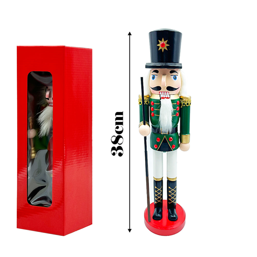 AYA MARKT Cascanueces de Navidad de Madera Hechos a Mano, 38cm - Material de Pino y Madera Premium, Robusto, Colores Festivos