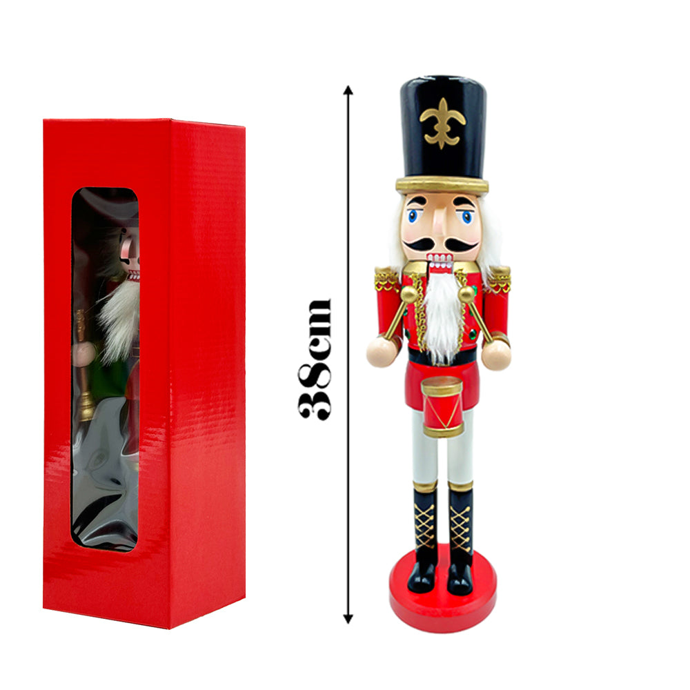 AYA MARKT Cascanueces de Navidad de Madera Hechos a Mano, 38cm - Material de Pino y Madera Premium, Robusto, Colores Festivos