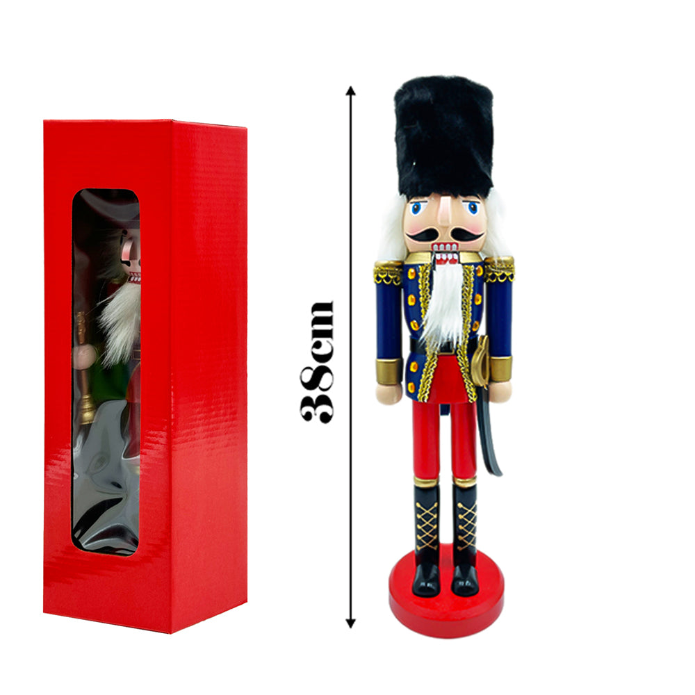 AYA MARKT Cascanueces de Navidad de Madera Hechos a Mano, 38cm - Material de Pino y Madera Premium, Robusto, Colores Festivos