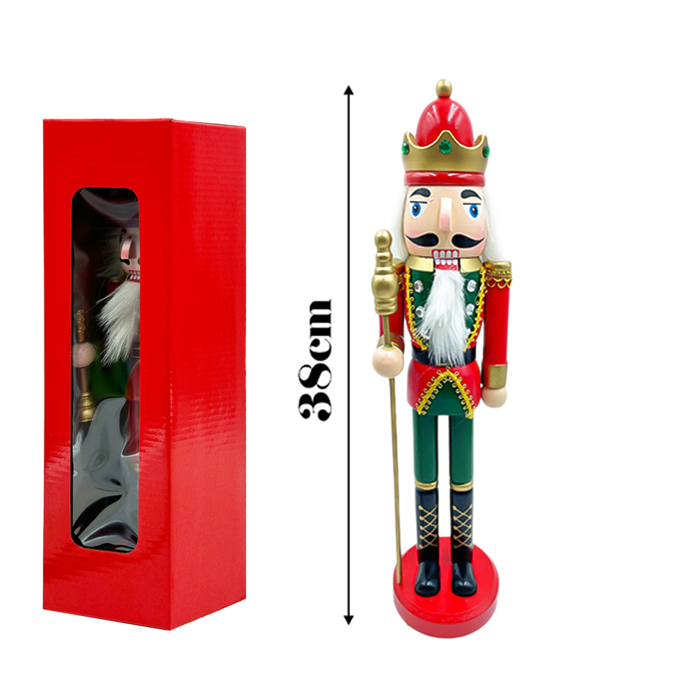 AYA MARKT Cascanueces de Navidad de Madera Hechos a Mano, 38cm - Material de Pino y Madera Premium, Robusto, Colores Festivos