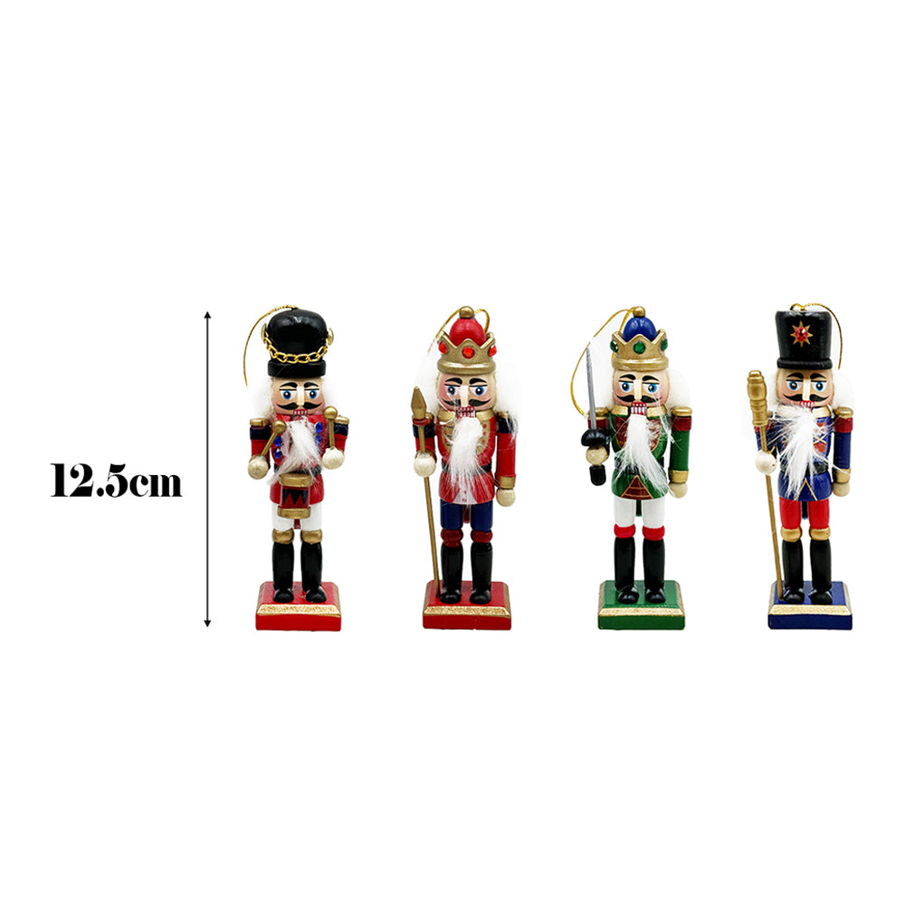 AYA MARKT 4 Piezas Navidad De madera Cascanueces,12.5 cm Soldado Cascanueces Marioneta,Figuras de madera del Rey Cascanueces Adornos para la Decoración Tradicional del Árbol de Navidad, Decoración para fiestas