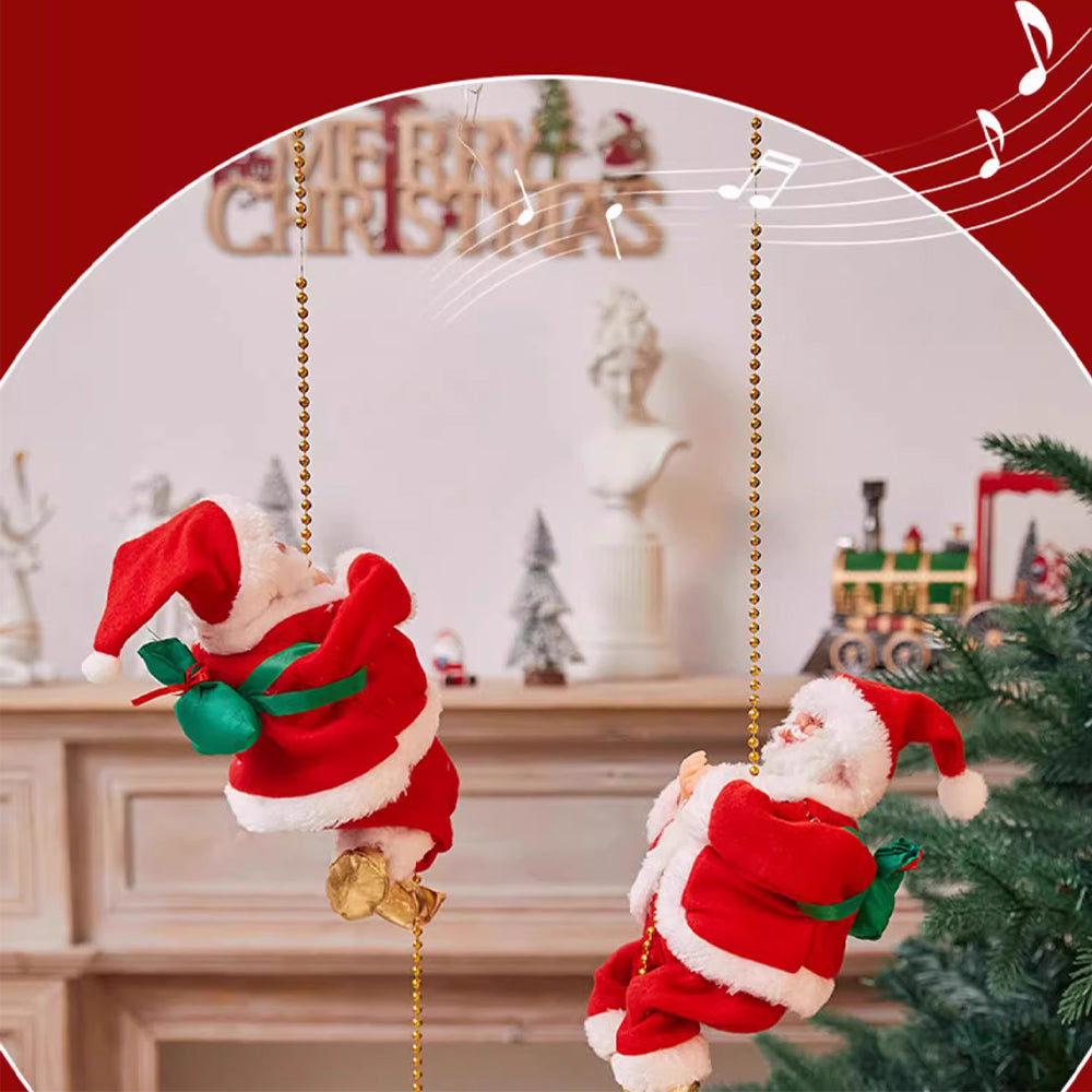 AYA MARKT Christmas Climbing Santa con Música, Papá Noel Escalando Cuerda, Decoración de Adornos Colgantes de Interior/Exterior,Muñeca Escalera de Santa Claus,Adorno de Casa, Decoración de Navidad