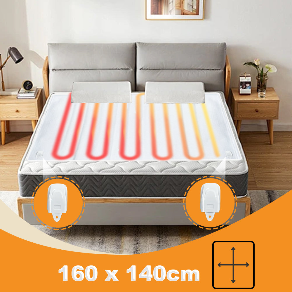 AYA MARKT Calientacama Eléctrica, 150 x 80 cm, desconexión automática, protección contra sobrecalentamiento, 3 ajustes de temperatura, Calefacción bajo la cama, lavable adecuado para todos los colchones estándar