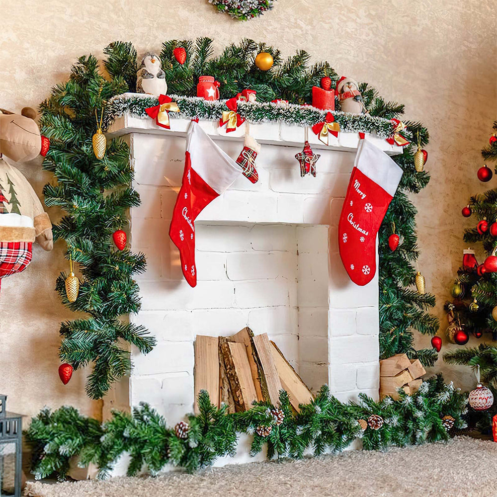 Guirnalda de Navidad Artificial, 2.7m PVC Guirnalda de Abeto Guirnalda de Pino Frondoso, Navidad Decoradas al Aire Libre de Interior para la Fiesta de Navidad Chimenea Escalera