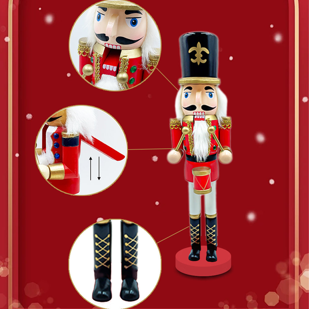 AYA MARKT Cascanueces de Navidad de Madera Hechos a Mano, 38cm - Material de Pino y Madera Premium, Robusto, Colores Festivos