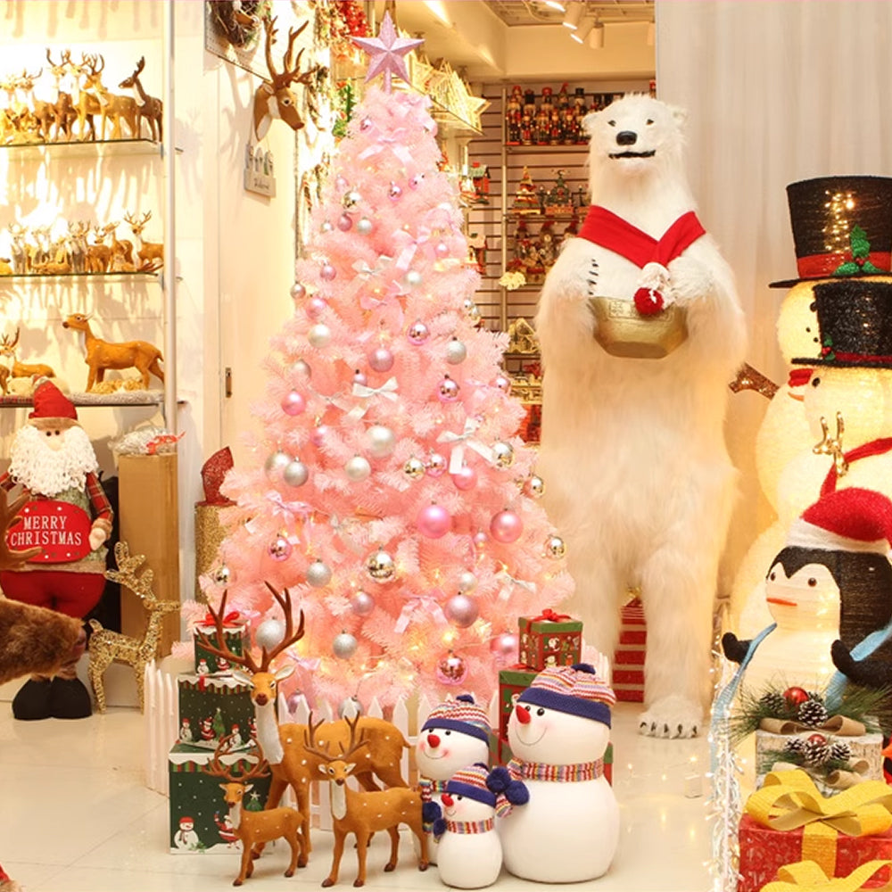 AYA MARKT Árbol de Navidad Rosa, Artificial Abeto, Hoja Espumillón Rosa, Árbol de Navidad 60-180cm, Árbol de Navidad Rosa, Árbol de Navidad Plegable,Montaje Fácil