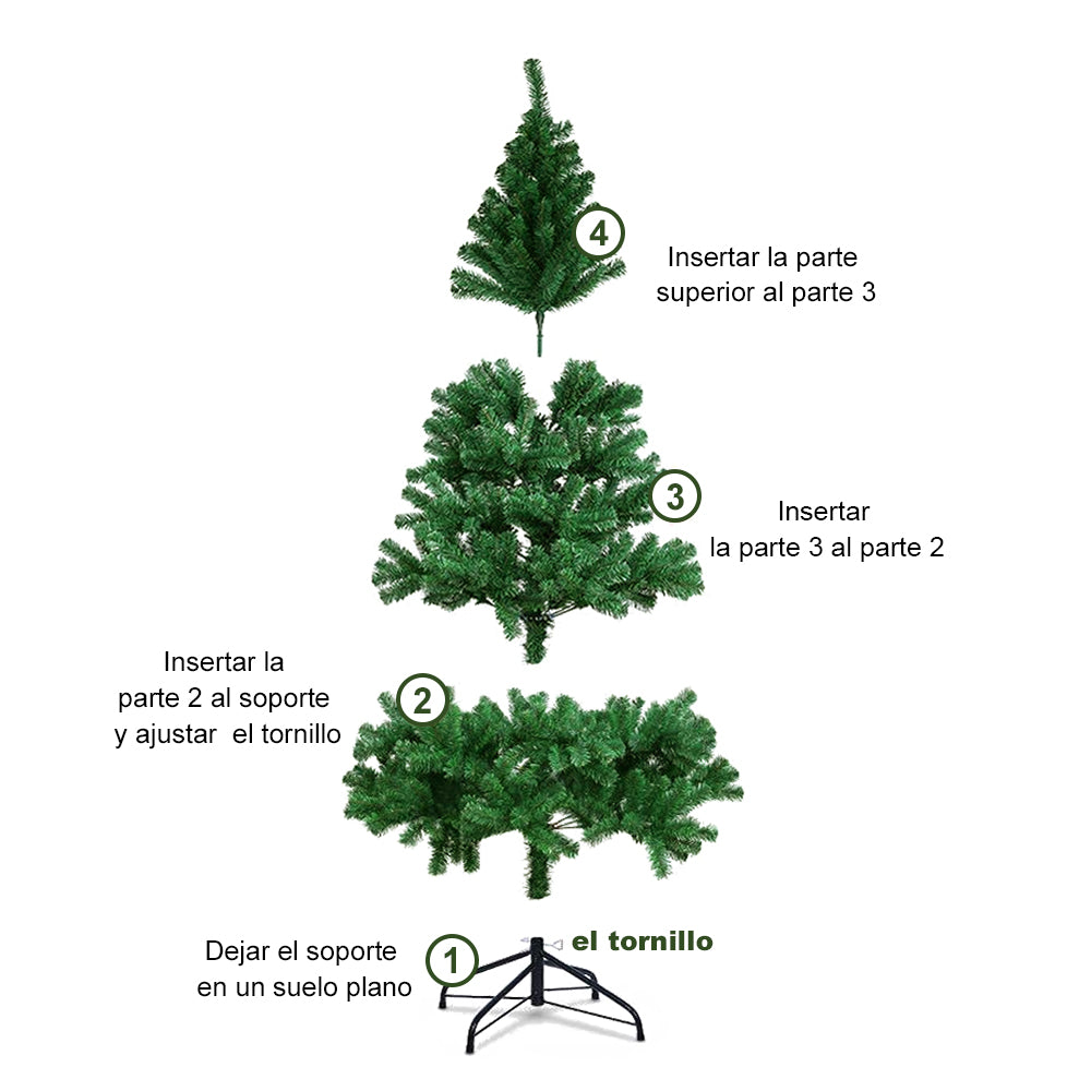 Árbol de Navidad Artificial 60-210cm, Abeto de Hoja Espumillón, Fácil de Montar Arboles Con Soporte Metálico