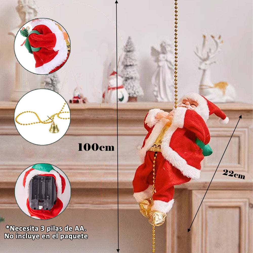 AYA MARKT Christmas Climbing Santa con Música, Papá Noel Escalando Cuerda, Decoración de Adornos Colgantes de Interior/Exterior,Muñeca Escalera de Santa Claus,Adorno de Casa, Decoración de Navidad