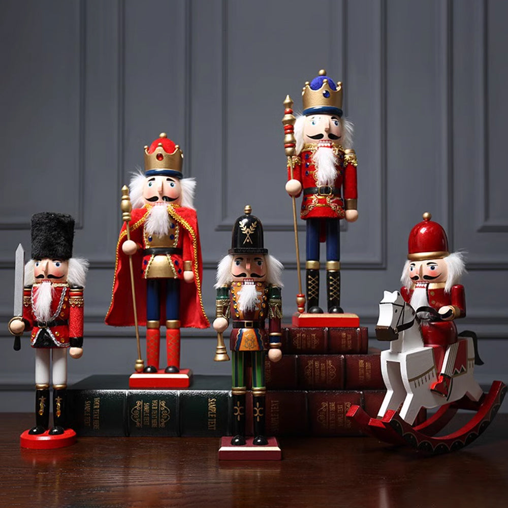 AYA MARKT 4 Piezas Navidad De madera Cascanueces,12.5 cm Soldado Cascanueces Marioneta,Figuras de madera del Rey Cascanueces Adornos para la Decoración Tradicional del Árbol de Navidad, Decoración para fiestas