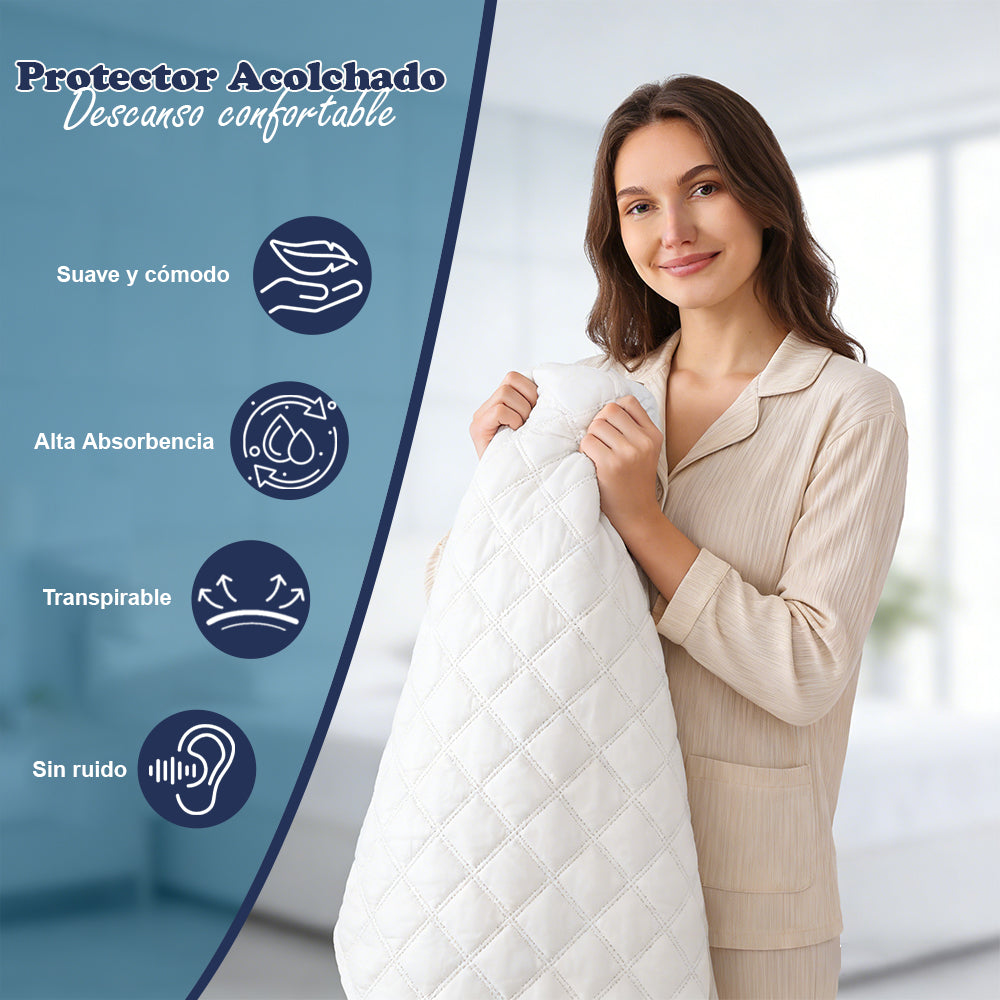 AYA MARKT Protector de colchón Acolchado Impermeable, Protector de Colchón Transpirable, Funda de Colchón Blanco, Elástico en todo el Contorno, Microfibra, Incluye Bolsa de Almacenaje