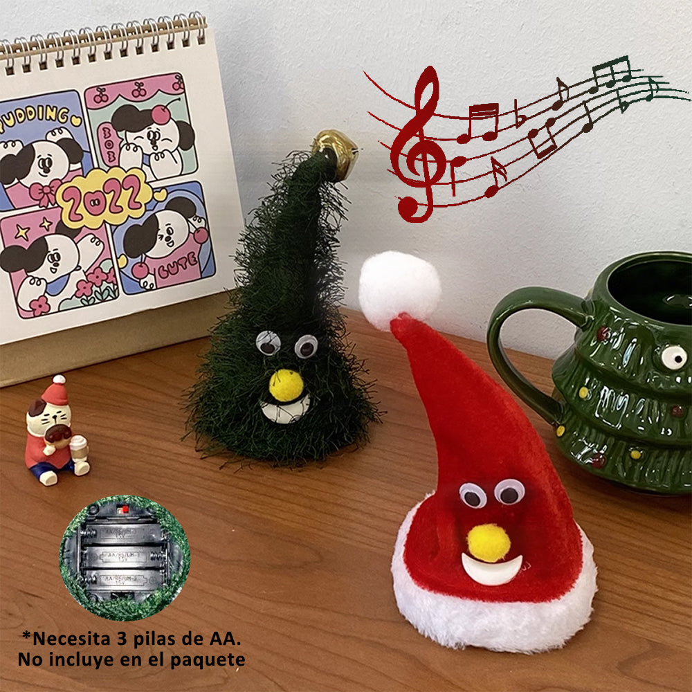 AYA MARKT Gorro de Navidad Bailarín, Gorro de Papá Noel Bailando con Música, Árbol de Navidad con Movimiento Divertido, Gorra Musical de Navidad Roja y Blanca, Gorro de Decoración de Navidad,para Regalos, Adorno de Casa,