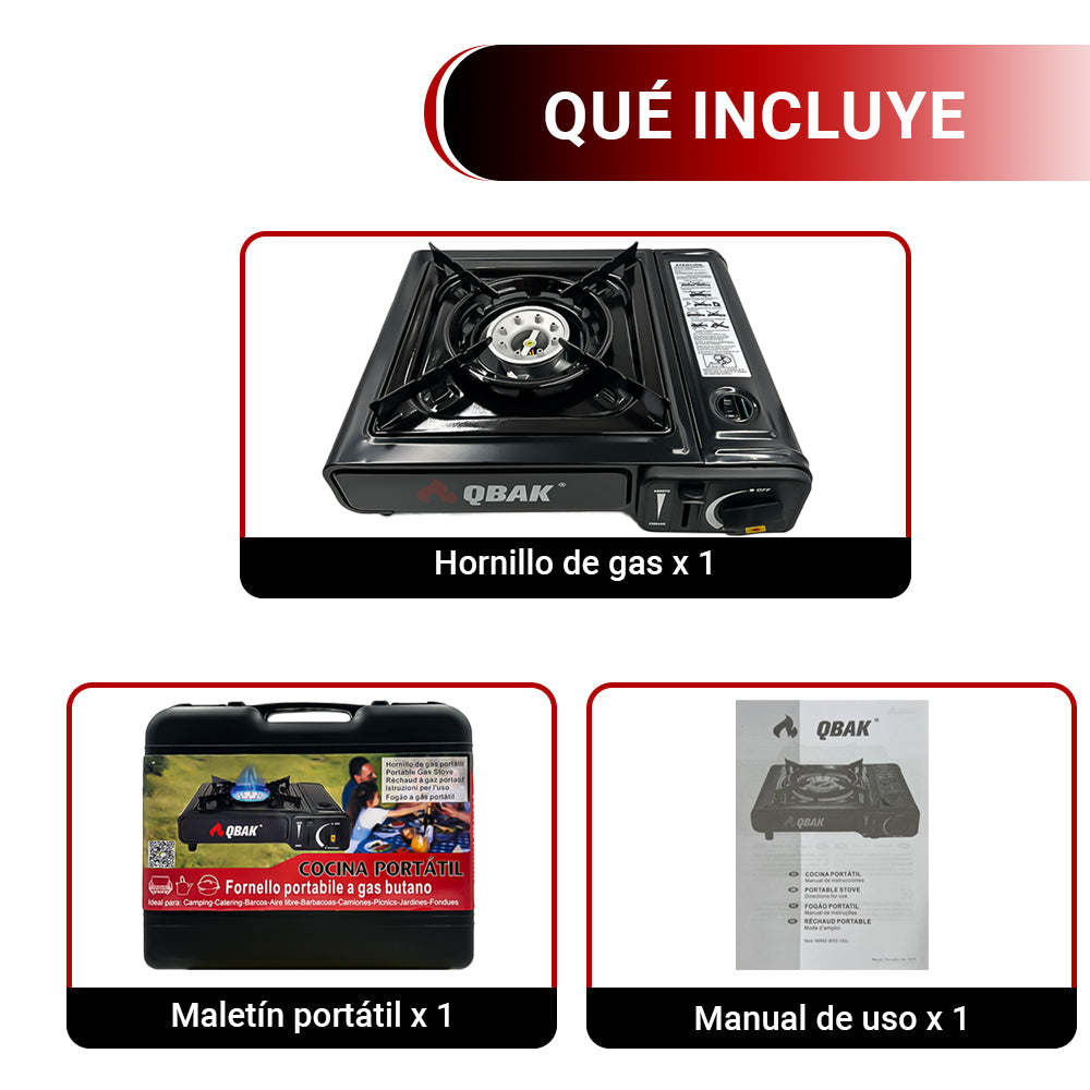 AYA MARKT Estufa de Gas Portátil, Hornillo De Butano Individual Potencia, Cocina Portátil, 2,2 kW Potencia, Ligero y Fácil de usar, con Maletín De Almacenaje (Copia)