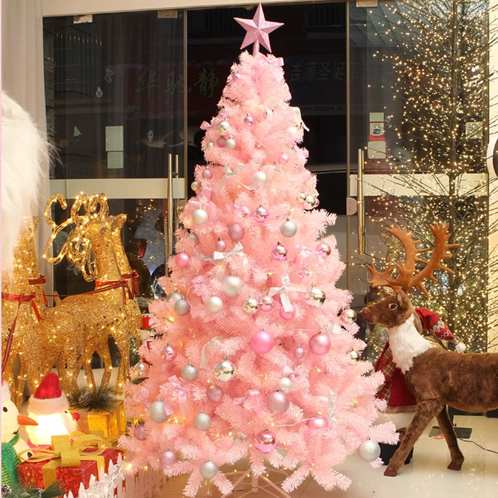 AYA MARKT Árbol de Navidad Rosa, Artificial Abeto, Hoja Espumillón Rosa, Árbol de Navidad 60-180cm, Árbol de Navidad Rosa, Árbol de Navidad Plegable,Montaje Fácil