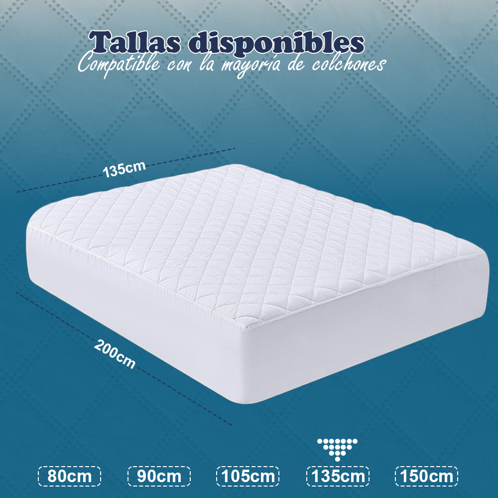 AYA MARKT Protector de colchón Acolchado Impermeable, Protector de Colchón Transpirable, Funda de Colchón Blanco, Elástico en todo el Contorno, Microfibra, Incluye Bolsa de Almacenaje